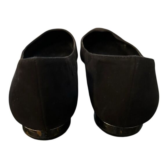 Coach and Four Mirrored Heel Black Suede Pointed Toe Flats Sz 9 - Picture 4 of 5